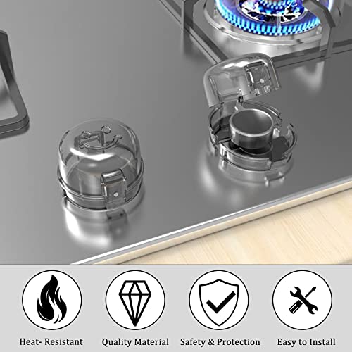 Stove Knob Covers For Child Safety , (5+1 Pack) Large Size Gas Stove Knob Covers Double-Key Stove Safety Knob Covers Protection Locks With Oven Childproof Lock For Kids Child Proofing #TOP5