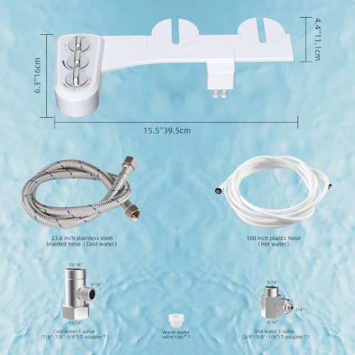 Hibbent Bidet Attachment, Hot & Cold Water Spray Bidet Toilet Seat, White - image 7