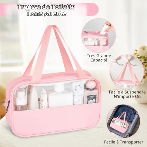 Trousse de Toilette Voyage,Sac Cosmétique Portable avec Zip(Rose) – vue 5