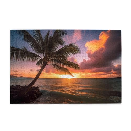 Puzzle 1000 pièces pour adultes photo personnalisée en bois Couché de soleil 75x50 cm