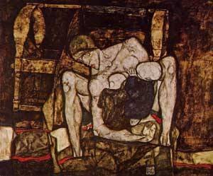 Peinture à l'huile de Blind Mother 1914 par Egon Schiele - Reproduction sur toile 30x36 pouces