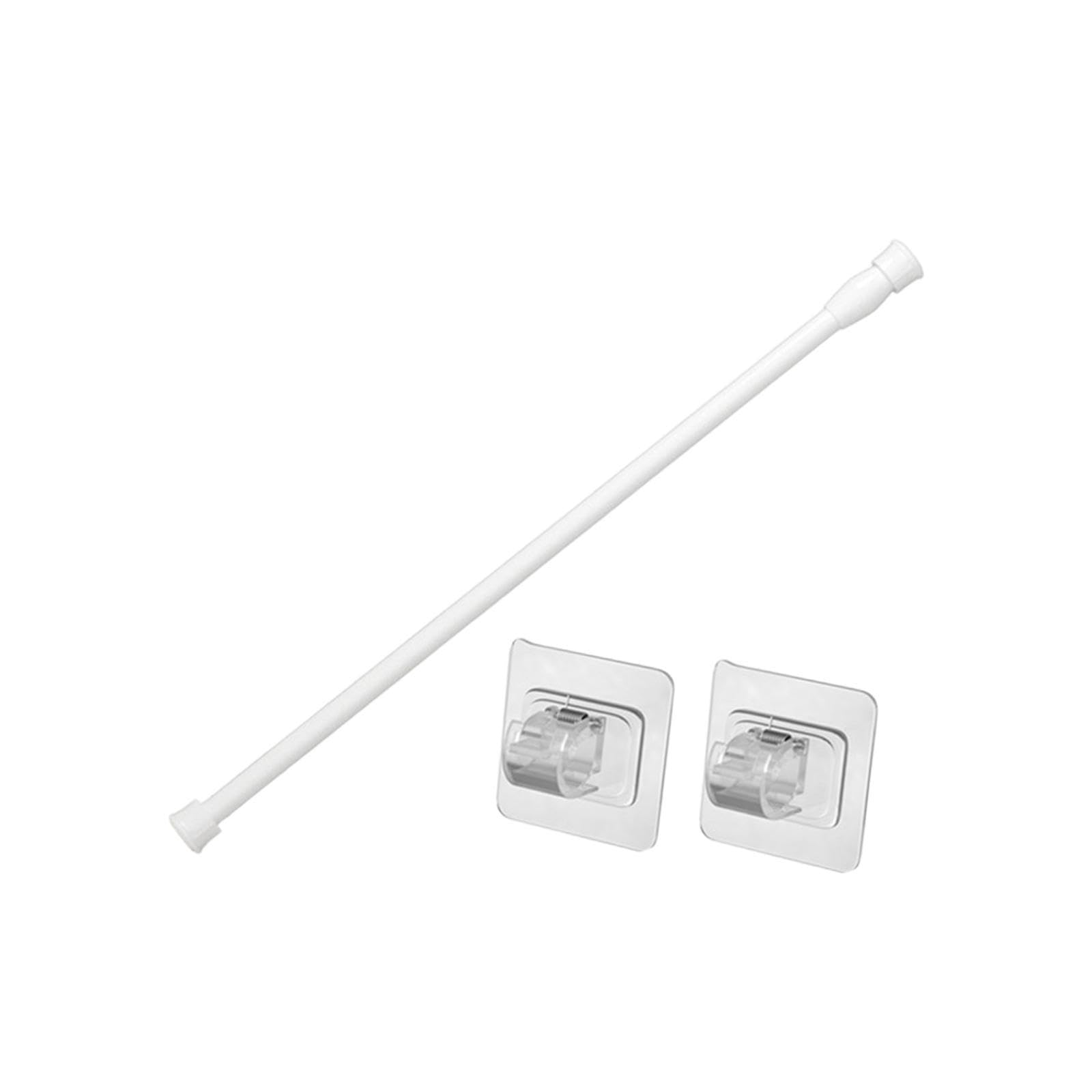 Multipurpose Adjustable Curtain Pole Doorway Easy To Quick Setup No Tools Minimum Effort And No Damage To Walls White Tension Rod Closet Shower Hanging Clothes, White, 50cm to 90cm