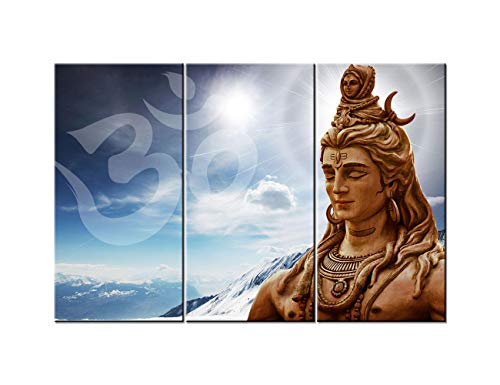 Bedroom Decor Lord Shiva Wall Art Indian God Poster Prints on Canvas 3 Pieces Shiva Wall Decor Home Decoration for Living Room Office Bathroom Framed Ready to Hang (14x28 inch x3)