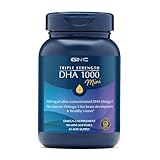 GNC Triple Strength DHA 1000 Mini Omega 3 Supplement, 1000mg, Ultra Concentrated, High Potency, Supports Brain Development and Healthy Vision, Burpless, 90 Mini Softgels, 45 SVG, 45 Day Supply