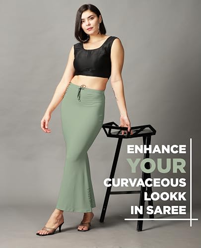 Image of ZORNITSA Cotton Lycra Saree Shapewear Petticoat for Women, Stretchable Saree Shaper Petticoat Inskirt, Shape wear Dress for Saree, Skirts