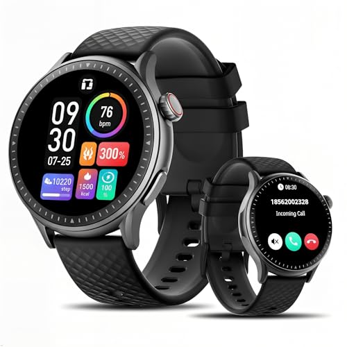 RAQIVO GTR3 Premium Smartwatch for Men & Women – 1.43' AMOLED, Bluetooth Calling, AI Voice Assistant, Heart Rate & Sleep Tracking, 120+ Sports, 10-Day Battery, Gift Box + Extra Leather Strap