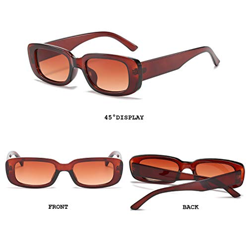 Image of BUTABY Rectangle Sunglasses for Women Retro Driving Glasses 90's Vintage Fashion Narrow Square Frame UV400 Protection