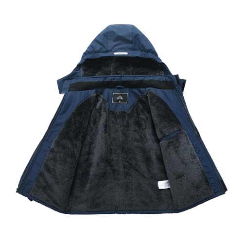 Image of Kid's Ski Jacket Waterproof Winter Coat Boy's and Girl's Fleece Snowboarding Jackets with Detachable Hood