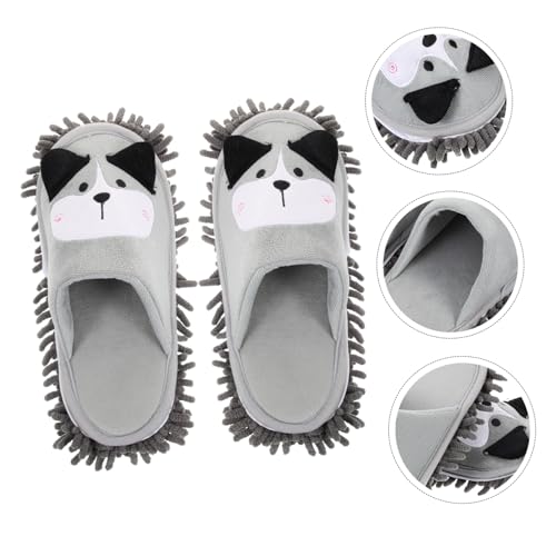Pantoufles mop chenille détachables COLLBATH gris chien pour lavage sol