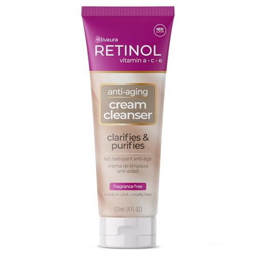 Retinol LIVAURA Anti-Aging Cream Cleanser – Gentle Facial Cleanser for Women, Hydrating Face...