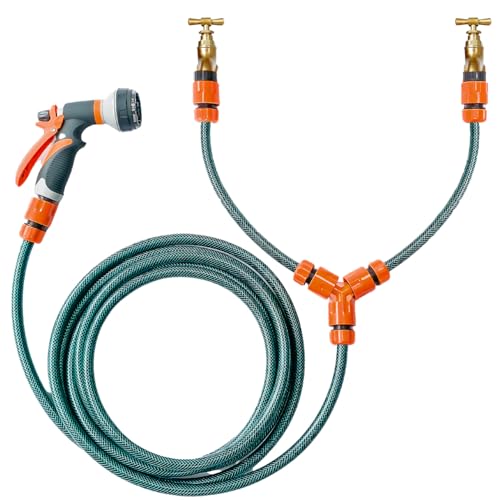 Dog Shower Mixer Kit with EXTRA LONG hose for Outdoor Hot and Cold Taps. The Perfect Dog Washer for Cold Muddy Paws. Ideal for use in Gardens or Dog Baths. Incl hose gun & all fittings. BRITISH Design