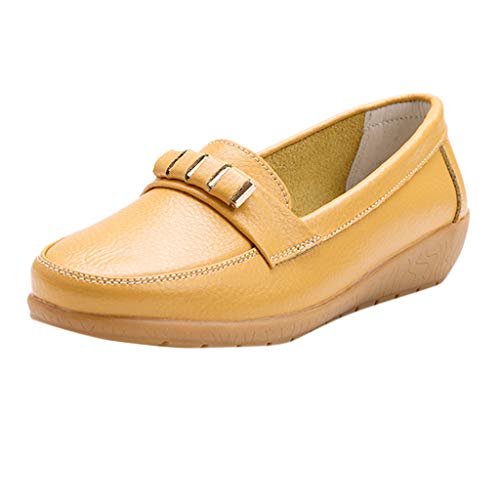 Preisvergleich Produktbild Luckhome Klettverschluß Sandalen Socken Wechselfußbett Damen Schuhe Damen vielseitige Flache Schuhe weicher Boden große Größe lässig einfarbig SchuheGelbEU:43