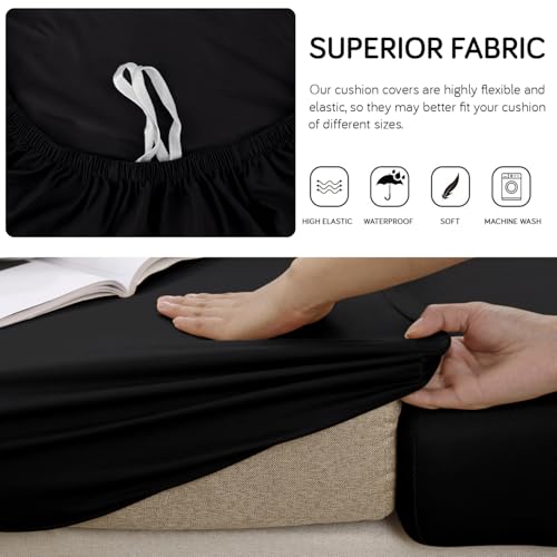 Image of HOKIPO 100% Waterproof Stretchable Seat Couch Cushion Cover, 1 Seater, Black (AR-5352-BLK)