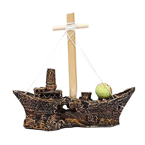 KG CREATION Sailing Brown Ship Aquarium Decoration Ornaments for Fish Tanks