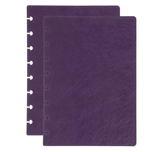 Couverture de carnet à disques A5 en cuir souple violet aubergine PATIKIL