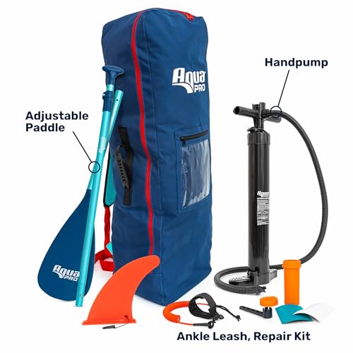 Aqua PRO Halcyon Sport 11\' x 6\" x 33\" Inflatable Stand-Up Paddleboard iSUP, Standard Design with Non-Slip EVA Deck, Includes Paddle, Ankle Leash, Pump and Carry/Storage Bag - Thumbnail 6