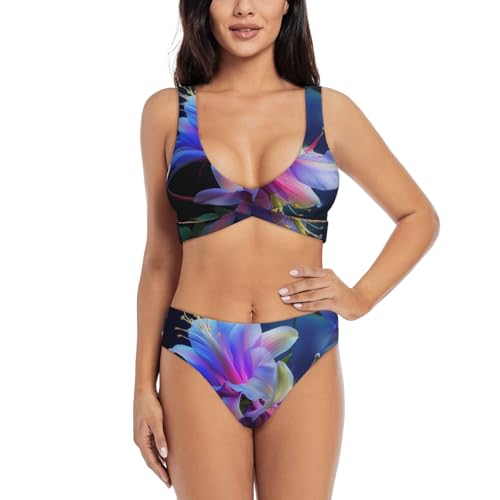 Maillot de bain deux pièces galbant anti-UV imprimé floral