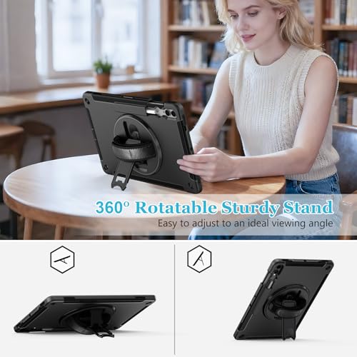 Image of Case for Galaxy Tab S11 Ultra /S10 Ultra /S9 Ultra /S8 Ultra 14.6 INCH: TPU Protective Cover with Stand - Handle - Shoulder Strap - S Pen Holder- Black