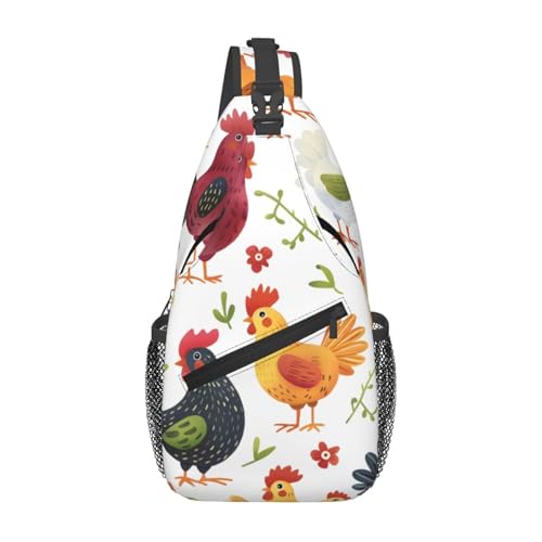 Morrales de bandolera para hombres y mujeres con diseño Chicken Rooster miniatura 1