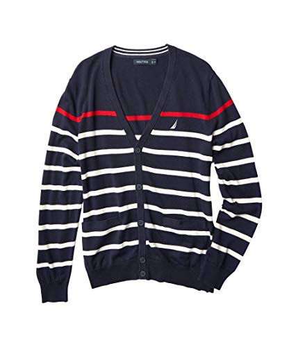 Nautica Striped Cardigan Sweater Blue 1 MD