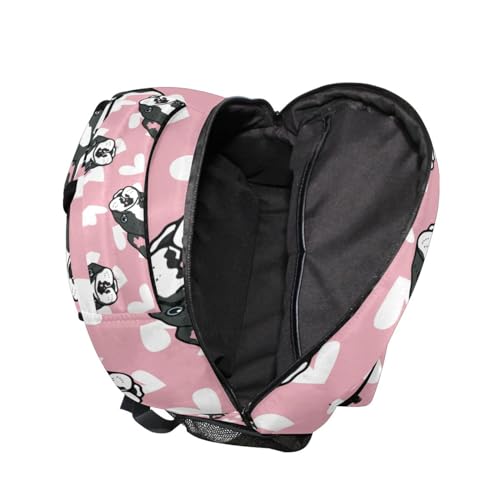 Sac à dos ordinateur portable imperméable avec compartiments renforcés motif bouledogue