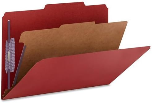 Smead 18731 Carpetas de clasificación de cartón prensado de color rojo brillante con sujetadores Safeshield Legal 8.50 x 14 2 expansiones 2