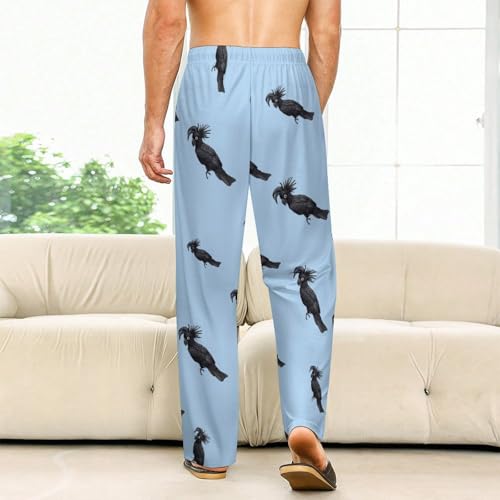 Black Cockatoo Bird Men's Pajama Pants Lightweight Pjs Bottoms Sleep Lounge Pant with Pocket Drawstring2