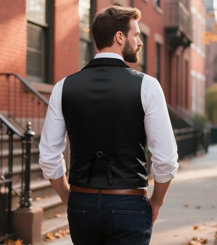 MllesReve Herringbone Tweed Mens Suit Vest V Neck Notched Lapel Wool Blend Casual Business Waistcoat3