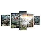 【Leinwanddrucke Set-Größe】: 200x100cm (40x60cm x 2 Stück, 40x80cm x 2 Stück, 40x100cm x 1 Stück) (Mit Rahmen)