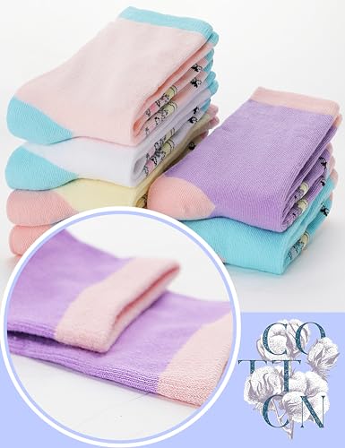Image of Anlisim Girls Socks Cute Animal Pattern Cartoon Novelty Fashion Soft Cotton Socks 6 Pairs