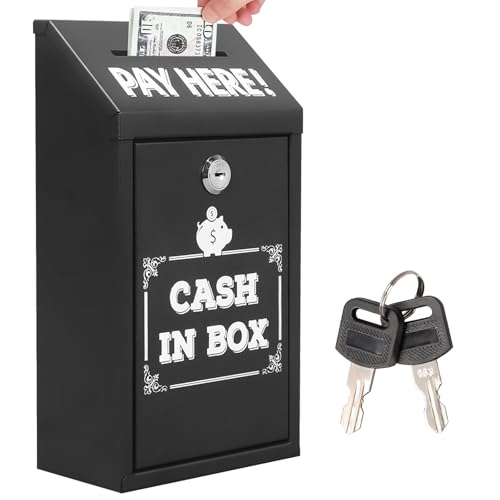 Spardose mit Schlüssel, 14.5 * 7.5 * 26cm Spendenbox Abschließbar Metall...
