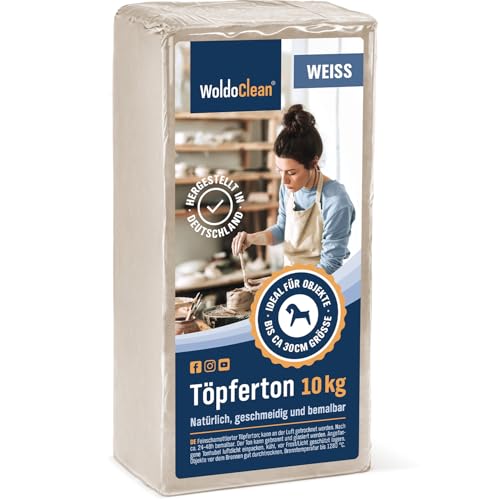 WoldoClean Töpferton Weiß 10 kg Schamotte brennbar lufttrocknend