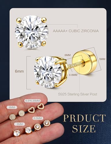 YADOCA 4 Pairs 925 Sterling Silver Flat Back Stud Earrings for Women - image 7