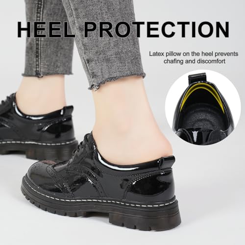 Womens Oxford Shoes Comfort Lace Up Slip Resistant Patent Leather Dress Shoes - Image 5