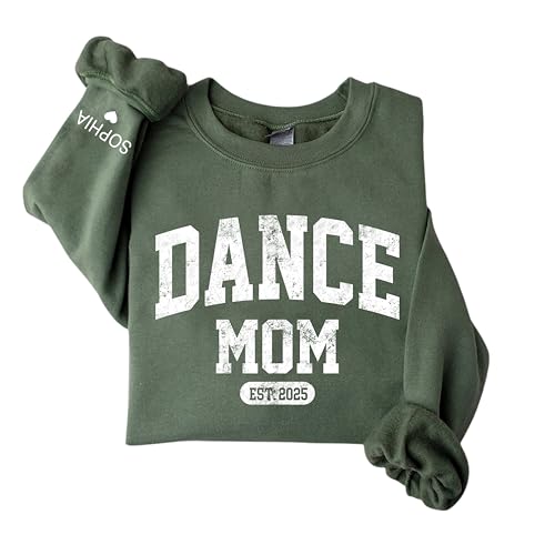 CHILLEVER Personalized Dance Mom Sweatshirt – Custom Name Crewneck with EST Year, Dance Recital Team Spirit Shirt, Gift for Dances Moms, Studio Showcase Pullover