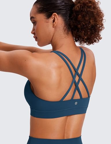 Image of CRZ YOGA Naked Feeling Strappy Sports Bras | Medium Support, Removable Pads, Yoga, Sleek, Scoop Neck, for Women