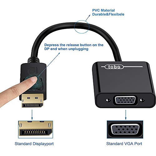 Tobo DisplayPort (DP) to VGA Adapter, Gold-Plated Display Port to VGA Adapter (Male to Female) Compatible with Computer, Desktop, Laptop, PC,... - Image 6