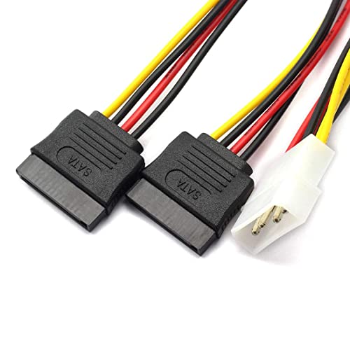 Image of LipiWorld 4 Pin Molex to 15 Pin Female Dual SATA Power Copper Serial ATA Adapter Y-Cable Hard Drive Extension Cable 4Pin to Dual Sata Female (Pack Of 1)