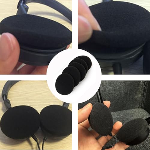 8 Stück Kopfhörer Ohrpolster,Ø60 mm Universal-Ohrhörer-Schaumstoffüberzug für Logitech 960,Headset Ersatzpolster,Schaumstoff Polster Kopfhörer Passend für Sony Philips Sennheiser Logitech (Schwarz)