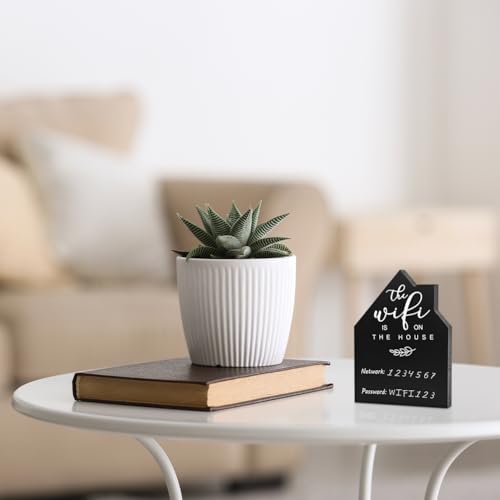 Wifi Password Sign for Home Guests (Leaf House, 4.9" x 3.7")