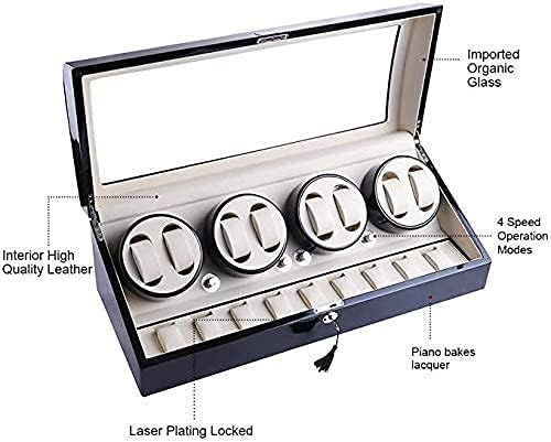 Watch Shaker 8 + 9 Automatic Rotating Black Wooden Leather Watch Winder Storage Display Box.