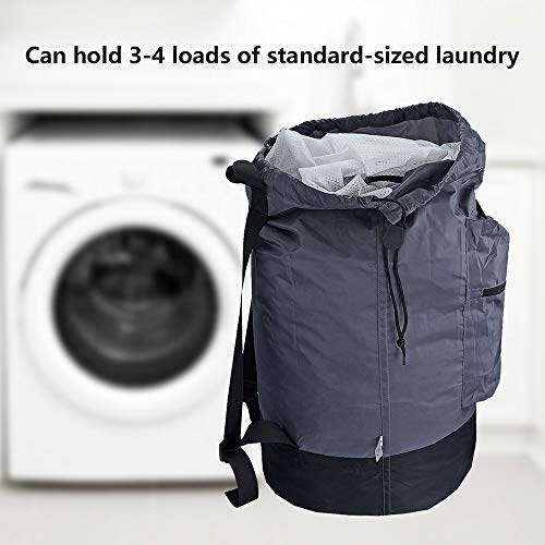 Uniligis Washable Laundry Bag Backpack With Zipper Pocket, Heavy Duty Clothes Bag, 2 Strong Adjustable Shoulder Straps With Drawstring Closure For Travel, Camping Or College, Grey #TOP3