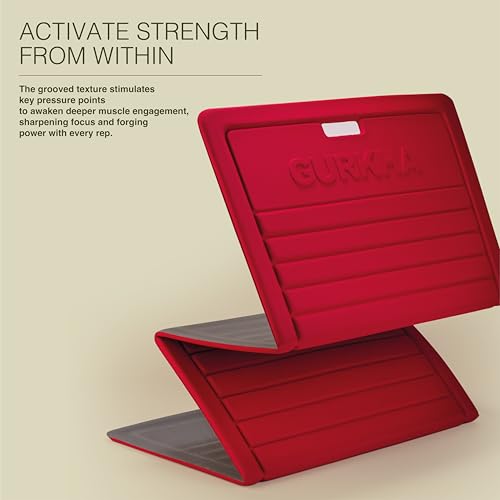 Image of 13mm GURKHA Foldable Performance Yoga Mat for Men & Women | Non-Slip, India's First Foldable Extra-Cushioned Mat for Yoga, Pilates, HIIT & Floor Workouts | Portable, Durable & Lightweight Fitness Mat - Stubborn Heart (Red) | 170 cms x 70 cms