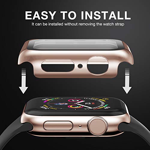 Image of Case Compatible with Apple Watch 40MM Series 6 /5 /4 /SE with Built-in Tempered Glass Screen Protector, All-Around Ultra-Thin Bumper Full Cover Hard PC Protective Case for iWatch