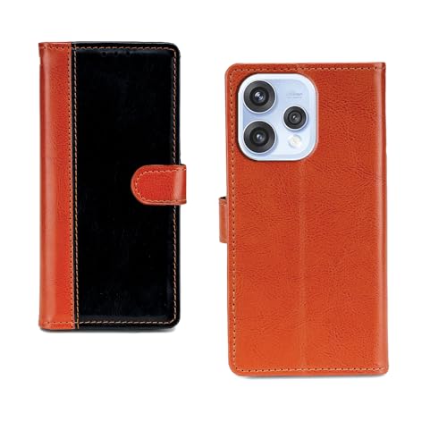 Image of amazon basics Oppo Reno 15 5G Flip Cover | Card Pockets Wallet & Stand | Flip Cover for Oppo Reno 15 5G (Beige and Black)