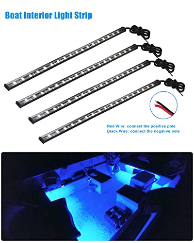 Keiurot Car Led Strip Lights 32Cm Waterproof Led Light Strips For Cars Motorcycles Golf Cart Interior & Exterior Marine Boat Blue Led Strip 12V 5050 18Smd,Pack Of 4 #TOP6