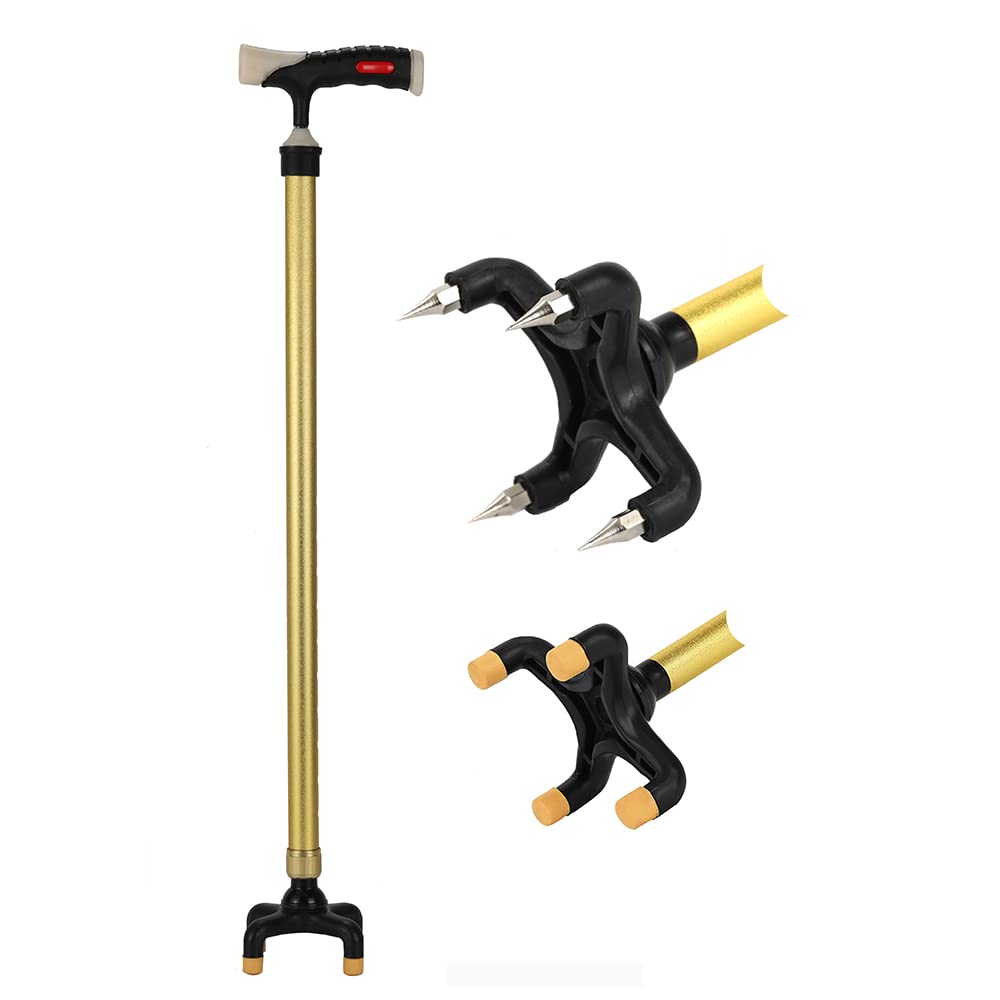 Buy 10 Steps Adjustable Cane for Men Women Prong Cane with Ice Grip Tip