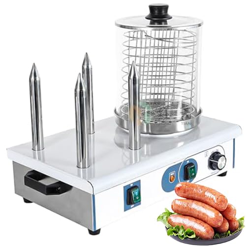 PASPRT Vaporera Comercial para Perritos Calientes con Calentador De Pan, Ajustable De 50 a 200 ℃, Ideal para Restaurantes Y Hogares.
