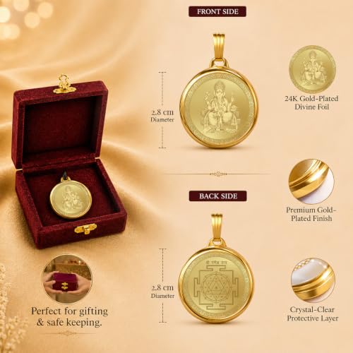 Image of DIVINITI 24K Gold Plated Double-Sided Religious Pendant with Premium Gift Box, Spiritual Locket for Men & Women, Devotional Jewellery for Gifting & Everyday Wear