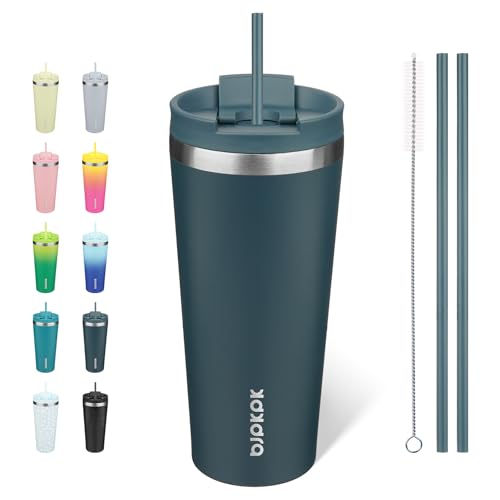 Image of BJPKPK 22 oz Coffee Tumbler with Straw, Insulated Stainless Steel Cup